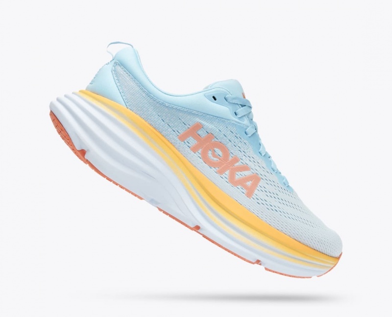 Women's HOKA Bondi 8 Running Shoes Light Blue | NUZRT1257