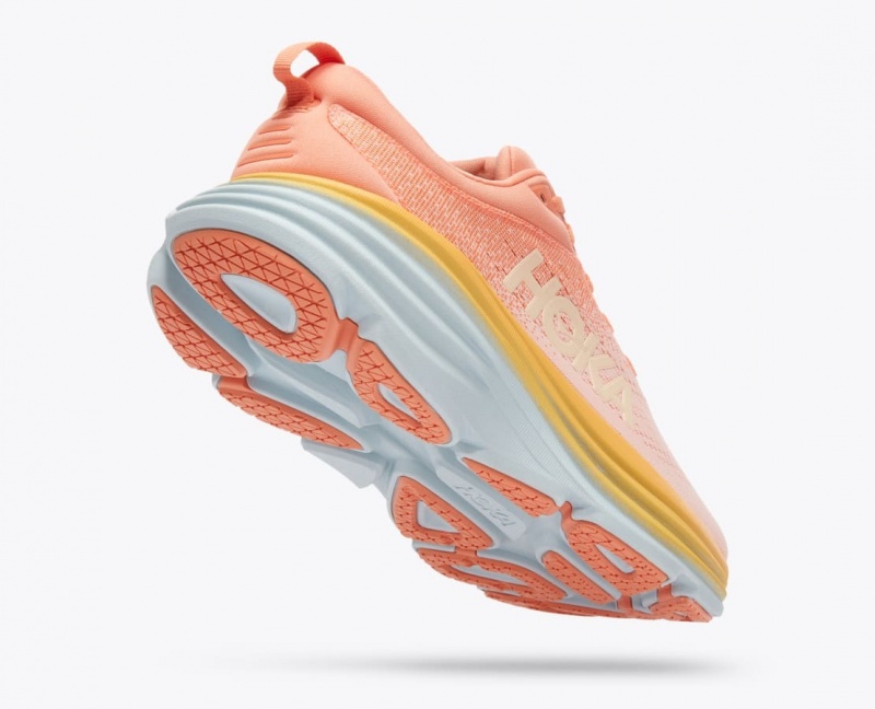 Women's HOKA Bondi 8 Running Shoes Light Coral | SQFEC3057