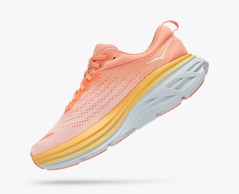 Women's HOKA Bondi 8 Running Shoes Light Coral | SQFEC3057