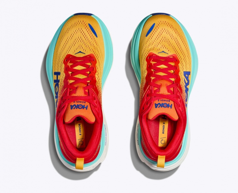 Women's HOKA Bondi 8 Running Shoes Orange / Red / Turquoise | GABQU5764