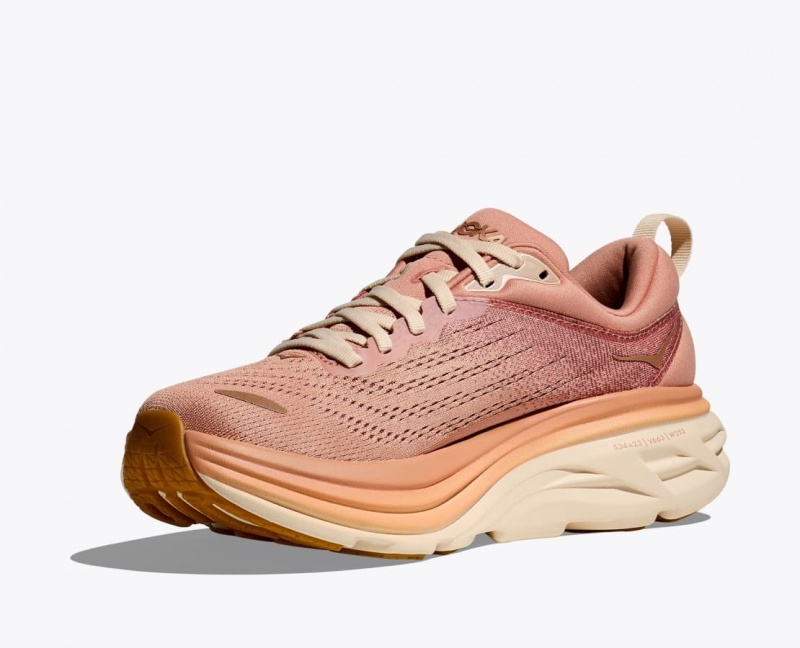 Women's HOKA Bondi 8 Running Shoes Rose Gold | BYATX7925