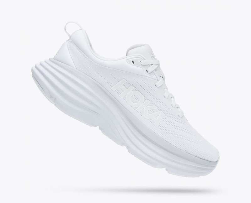 Women's HOKA Bondi 8 Running Shoes White | WIYEF2453