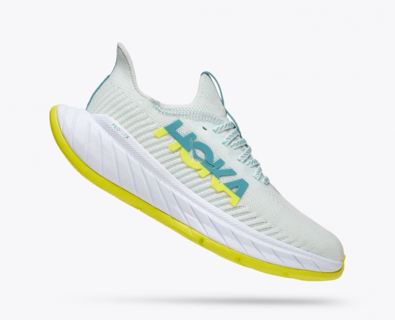 Women's HOKA Carbon X 3 Running Shoes White / Green | FTWMY3025