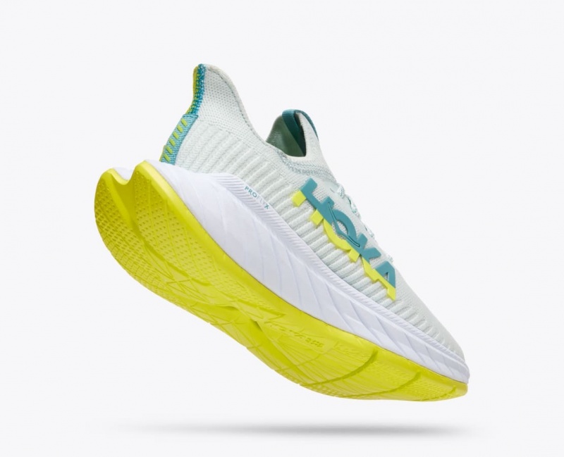 Women's HOKA Carbon X 3 Running Shoes White / Green | FTWMY3025