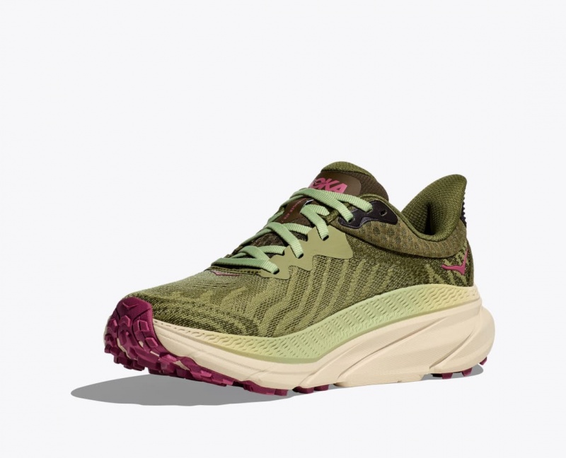 Women's HOKA Challenger 7 Trail Running Shoes Olive Green | ACDRE9732