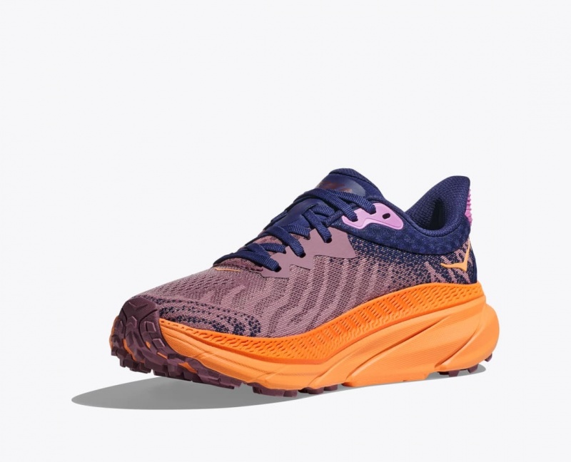 Women's HOKA Challenger 7 Trail Running Shoes Light Purple / Navy | QSVKH5163