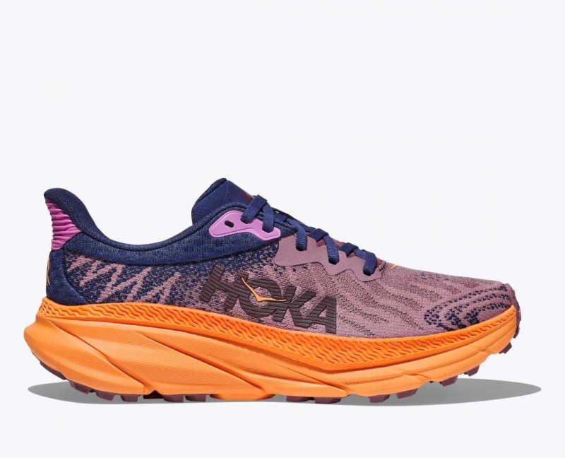 Women\'s HOKA Challenger 7 Trail Running Shoes Light Purple / Navy | QSVKH5163