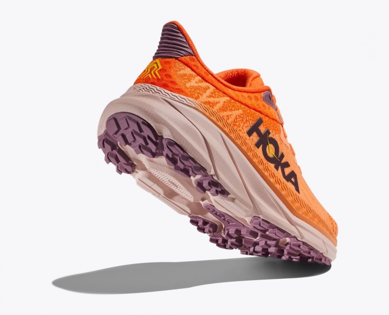 Women's HOKA Challenger 7 Trail Running Shoes Orange | RUFNQ1956