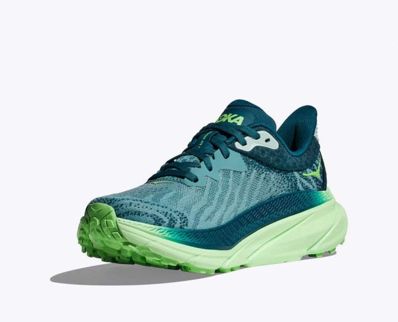 Women's HOKA Challenger 7 Trail Running Shoes Green | NGBDV9578