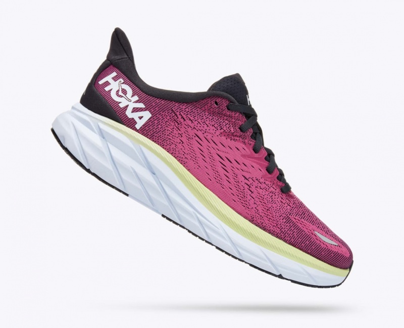 Women's HOKA Clifton 8 Running Shoes Light Burgundy | JTEAM2057