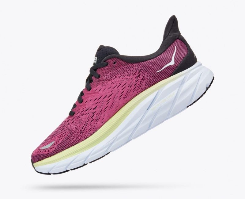 Women's HOKA Clifton 8 Running Shoes Light Burgundy | JTEAM2057