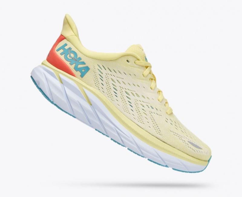 Women's HOKA Clifton 8 Running Shoes Light Yellow | DXHFZ3756