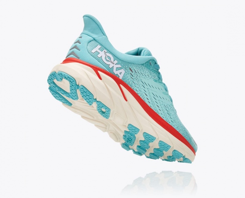 Women's HOKA Clifton 8 Running Shoes Turquoise | MIOEA3651