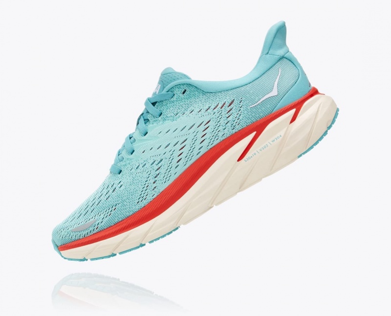 Women's HOKA Clifton 8 Running Shoes Turquoise | MIOEA3651