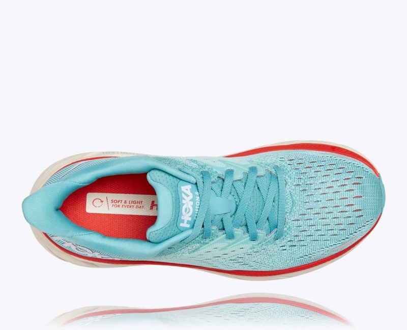 Women's HOKA Clifton 8 Running Shoes Turquoise | MIOEA3651