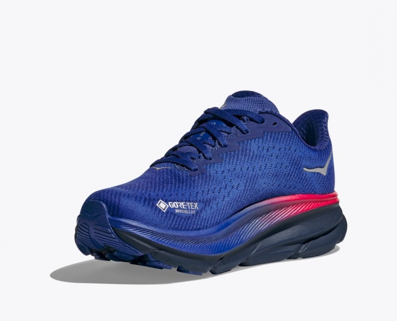 Women's HOKA Clifton 9 GTX Running Shoes Blue | ILMAK0146