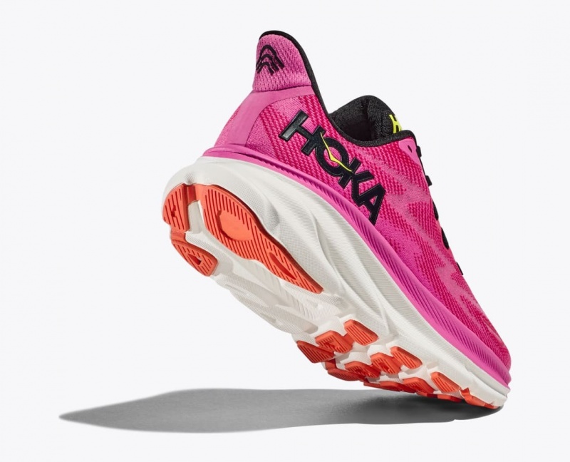 Women's HOKA Clifton 9 Running Shoes Pink / Black | KNVOI4180