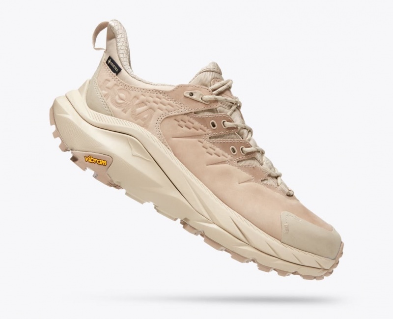 Women's HOKA Kaha 2 Low GTX Hiking Shoes Beige / Khaki | IJSVY1302