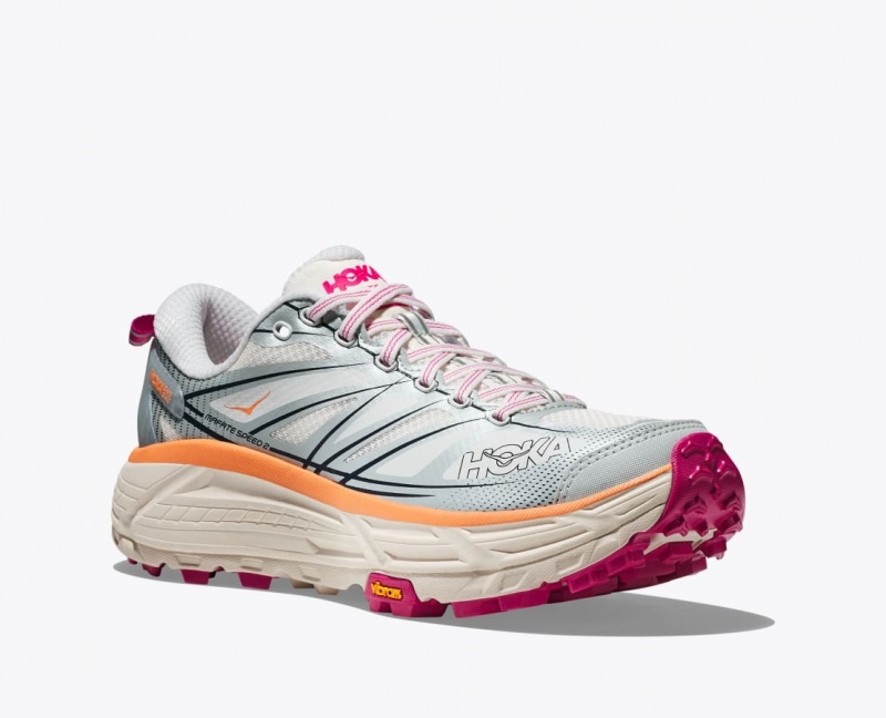 Women's HOKA Mafate Speed 2 Sneakers White / Grey / Orange | RMBNS7601