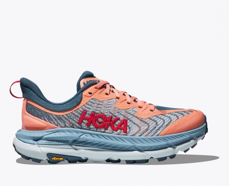 Women\'s HOKA Mafate Speed 4 Trail Running Shoes Grey / Coral | NTFGJ3457