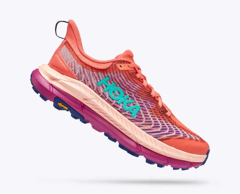 Women's HOKA Mafate Speed 4 Trail Running Shoes Coral / Red | GQUZP1296