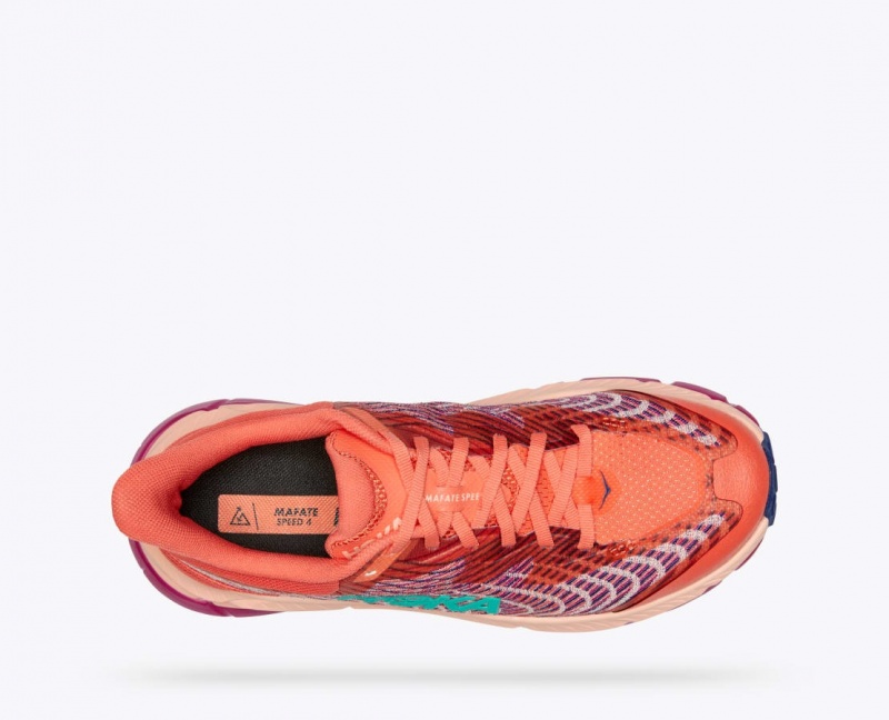 Women's HOKA Mafate Speed 4 Trail Running Shoes Coral / Red | GQUZP1296