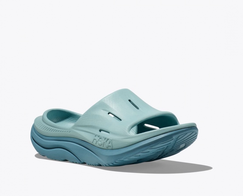 Women's HOKA Ora Recovery 3 Slide Grey Blue | KPOEM7584