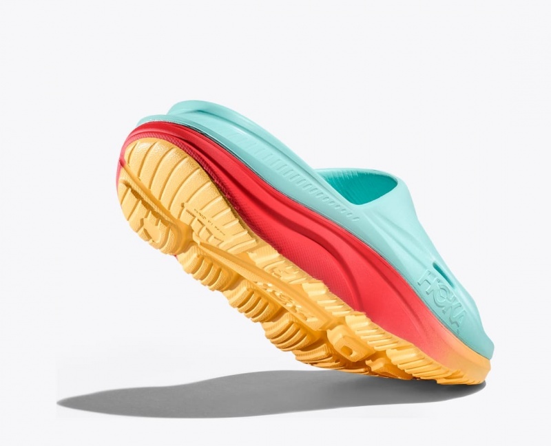 Women's HOKA Ora Recovery 3 Slide Light Turquoise / Orange | NKGQC2483