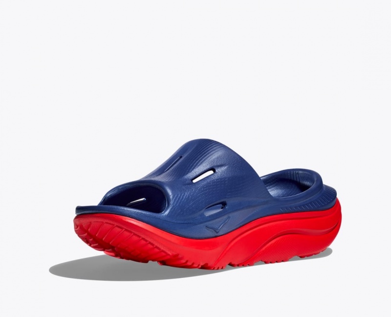 Women's HOKA Ora Recovery 3 Slide Navy / Red | RJOEW1350