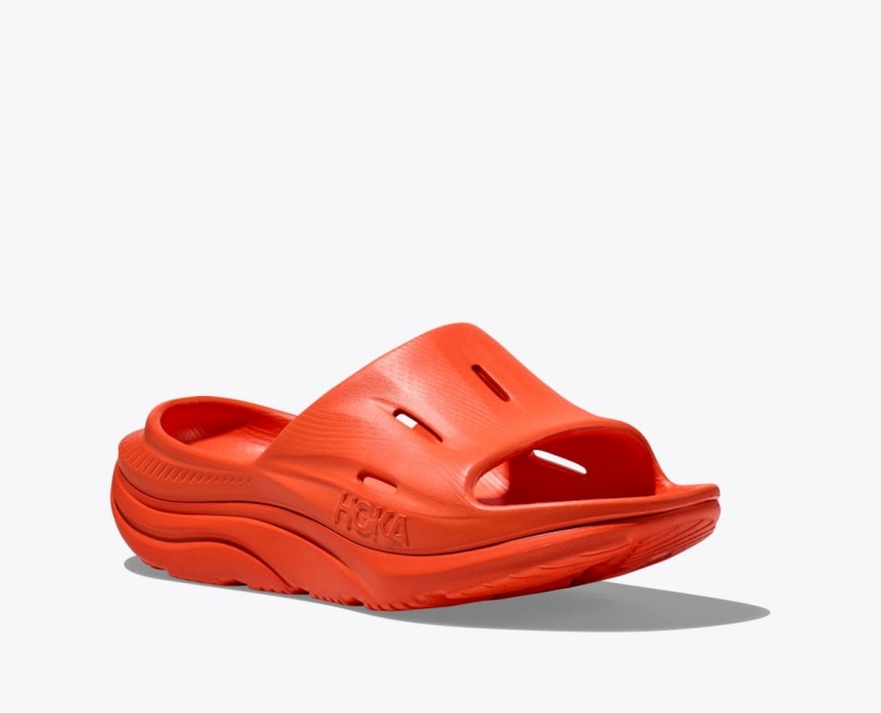 Women's HOKA Ora Recovery 3 Slide Red Orange | QALKE6935