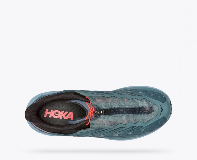 Women's HOKA Project Clifton Sneakers Blue Green / Grey | NFZDR6475