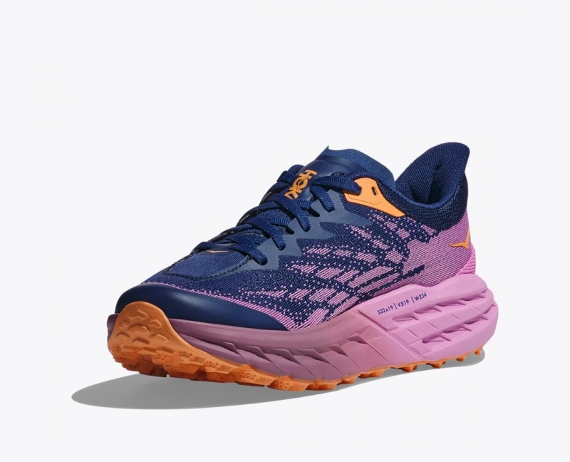 Women's HOKA Speedgoat 5 Trail Running Shoes Navy / Pink | ZMASQ0587