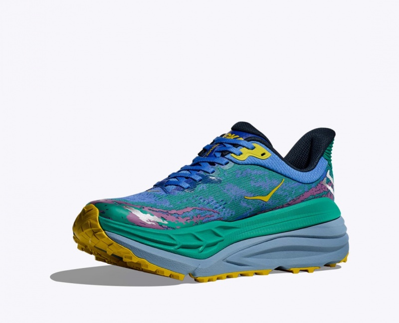 Women's HOKA Stinson 7 Trail Running Shoes Green / Blue | FISXB5931